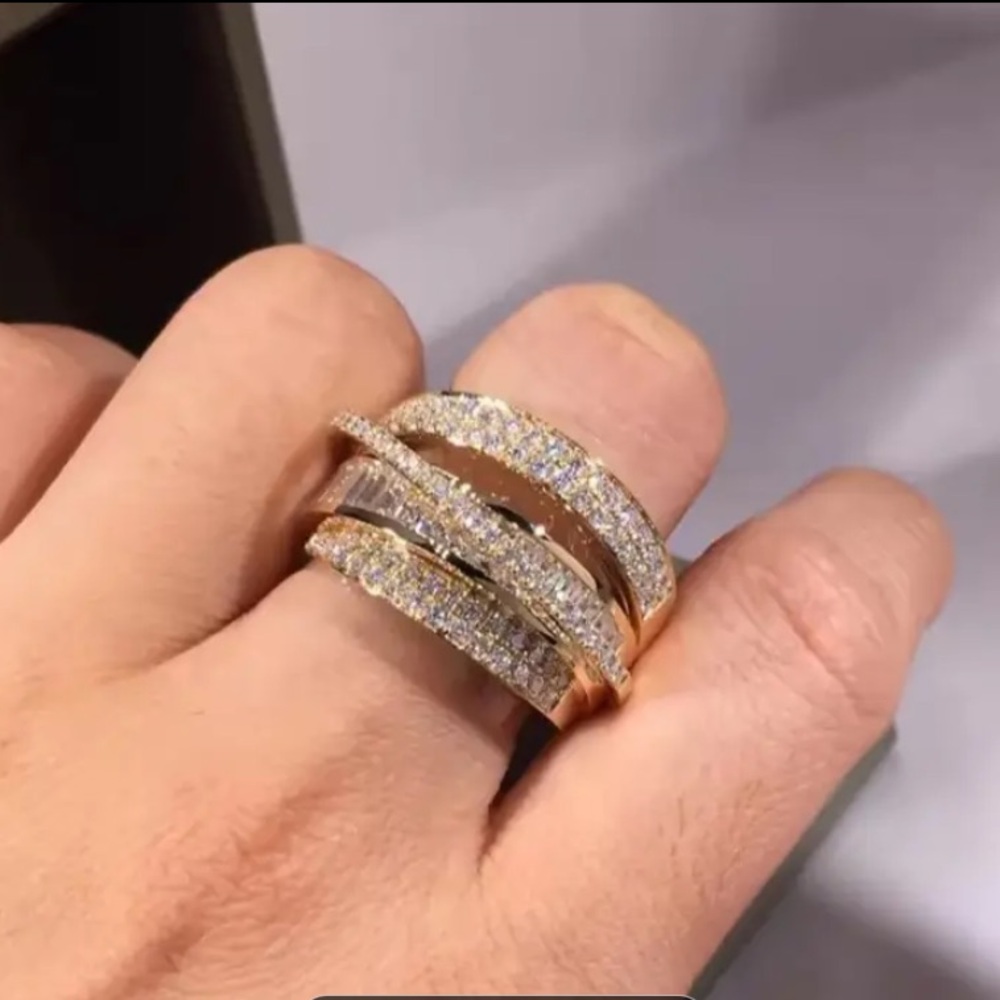 Zales 18k Gold Plated & White Topaz Multi-Band Diamond Ring